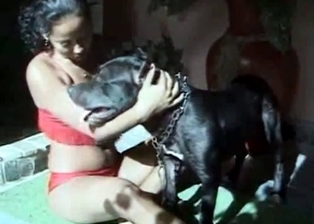 Doberman and a sexy girl enjoy bestiality