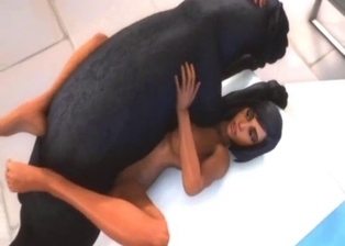 Black panther pounds a sexy 3D zoophile