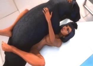 Black panther pounds a sexy 3D zoophile