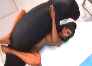 Black panther pounds a sexy 3D zoophile