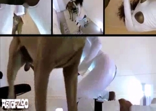 Skinny ebony in white fucked by doggy