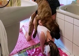 Girl with long legs loves to have bestiality fun with animals