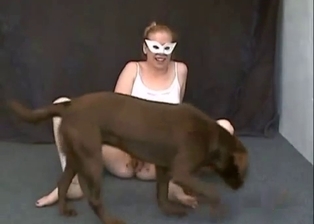 Blonde girl is trying bestiality sex