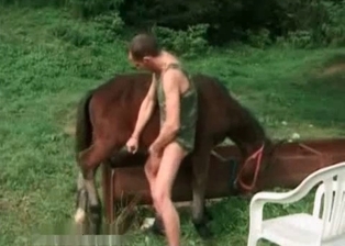 Stallion likes perverted bestiality sex