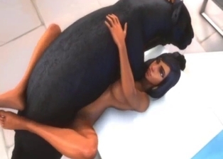 Black panther pounds a sexy 3D zoophile