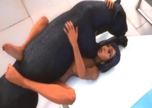 Black panther pounds a sexy 3D zoophile