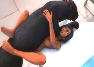 Black panther pounds a sexy 3D zoophile