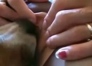 Dog nicely licks her snatch with love