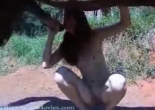 Bitch swallows animal dick with love